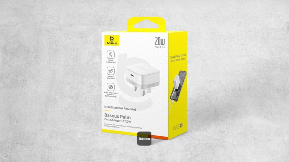 Baseus Palm 20w Pd Type-c Fast Charging Wall Charger - Ultra Fast Usb-c Charger With Uk Plug - White
