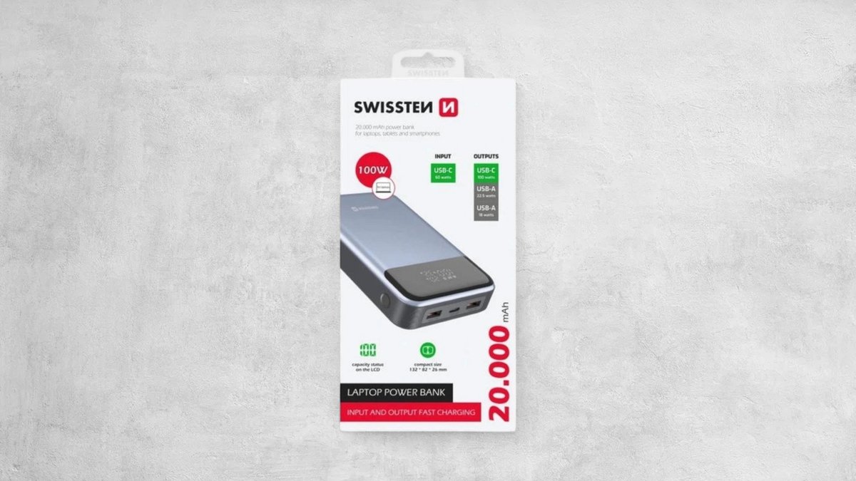 Swissten Power Bank 20000 Mah 100w Power Delivery For Laptops