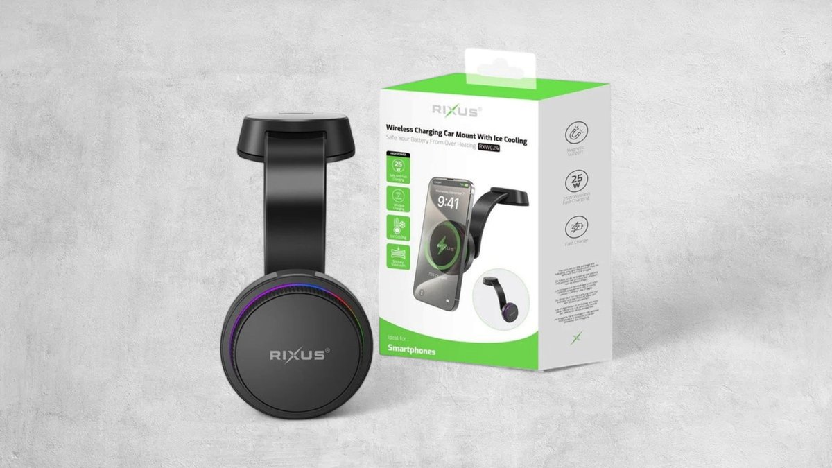 Rixus Rxwc24 Ice Cooling With Wireless Charging Car Mount 25w Black