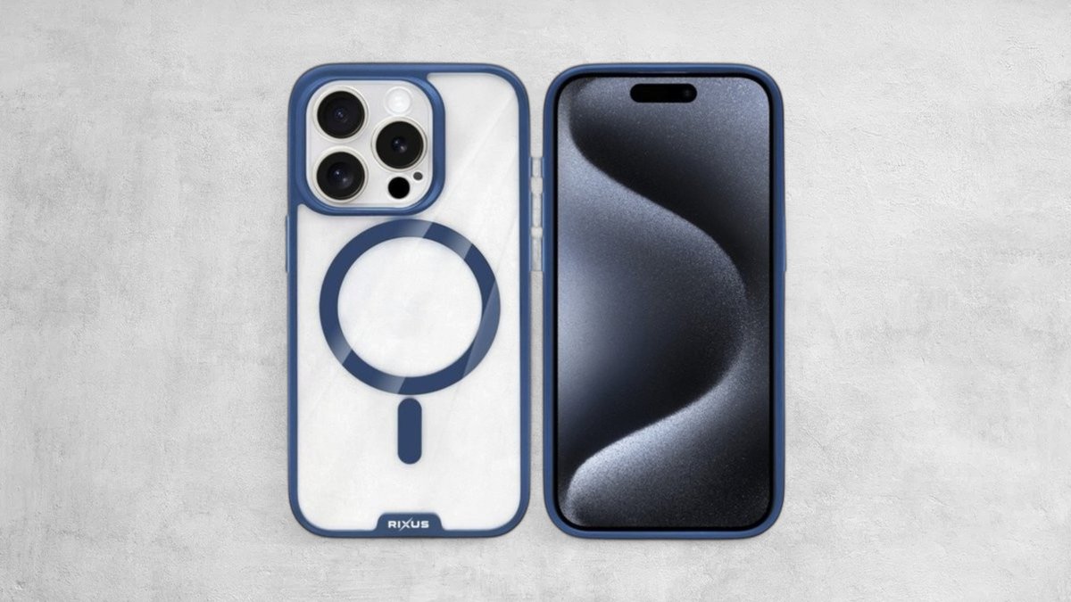 Rixus Crystal Amber Case For Apple iPhone 15 Pro Max Blue