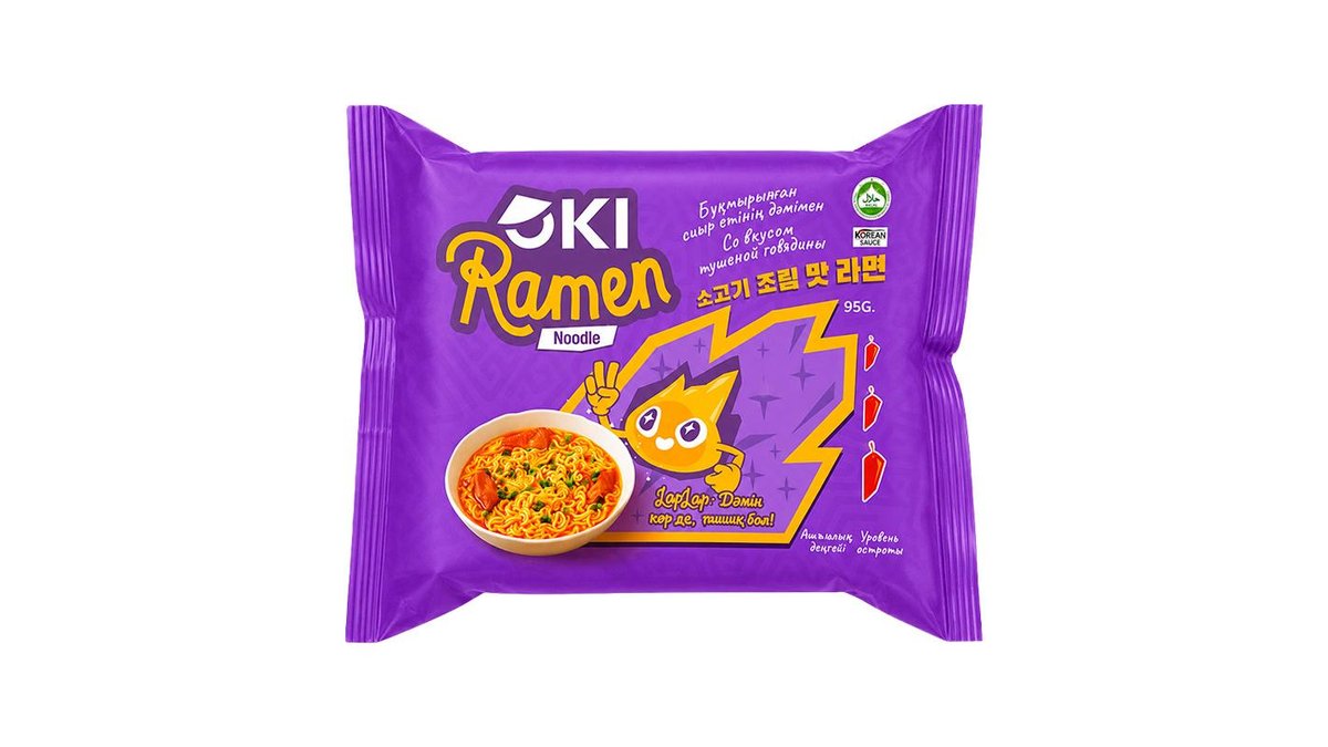 Лапша Oki Noodle классическая с тушеной говядиной 95 г