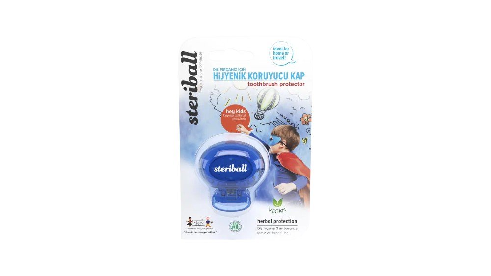 SteriBall Diş Fırçası Başlığı Qabı Uşaq 2 ədəd Mavi