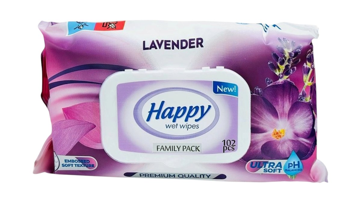 Happy Wet Wipes Lavender 102pcs