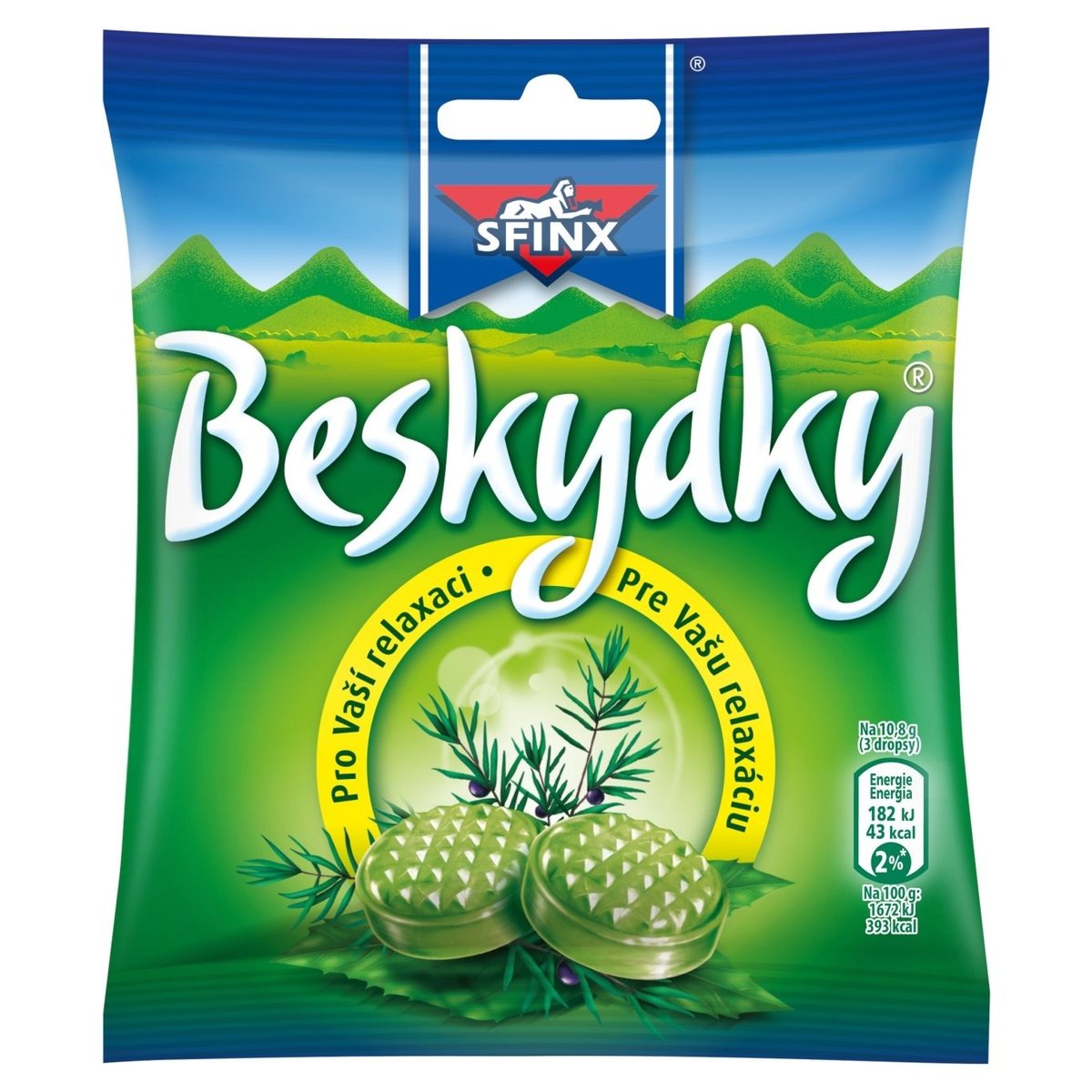 SFINX Beskydky bonbóny s příchutí mentolu 90g