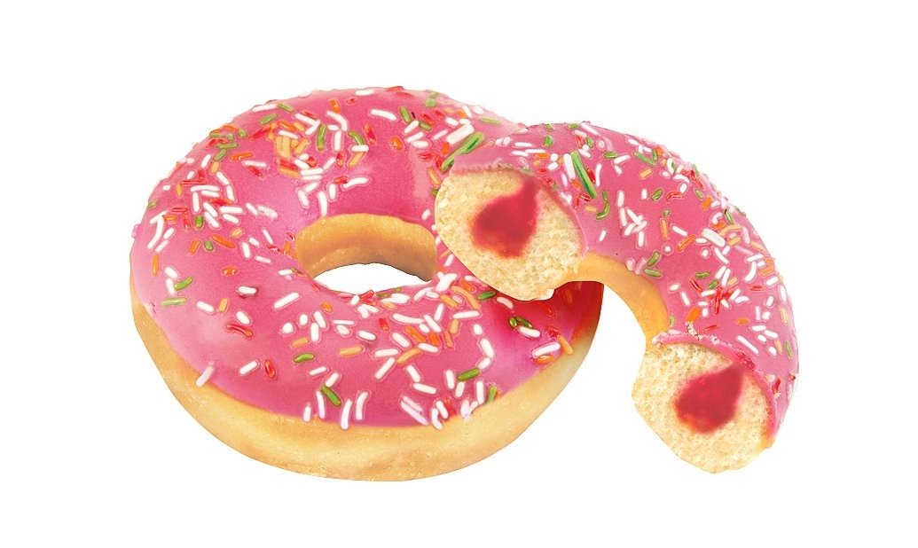 Donut s jahodovou náplní a bílou čokoládou 70g