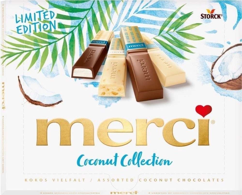 merci Coconut Collection kolekce plněných a neplněných čokoládových specialit 250g