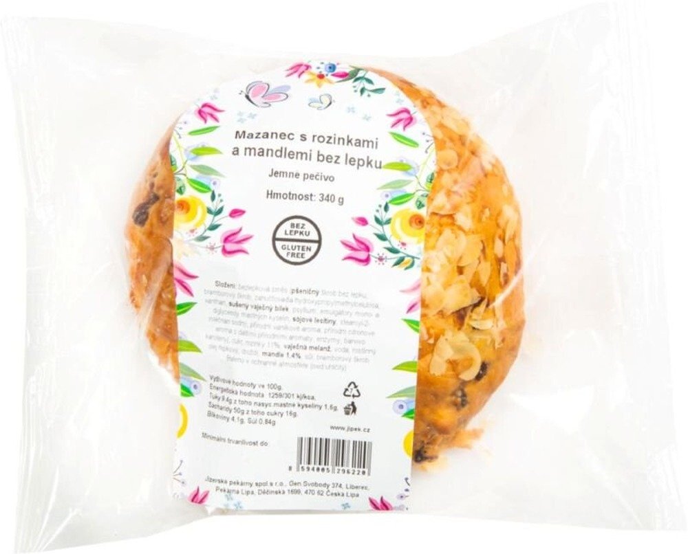 Mazanec s rozinkami a mandlemi bez lepku 340g
