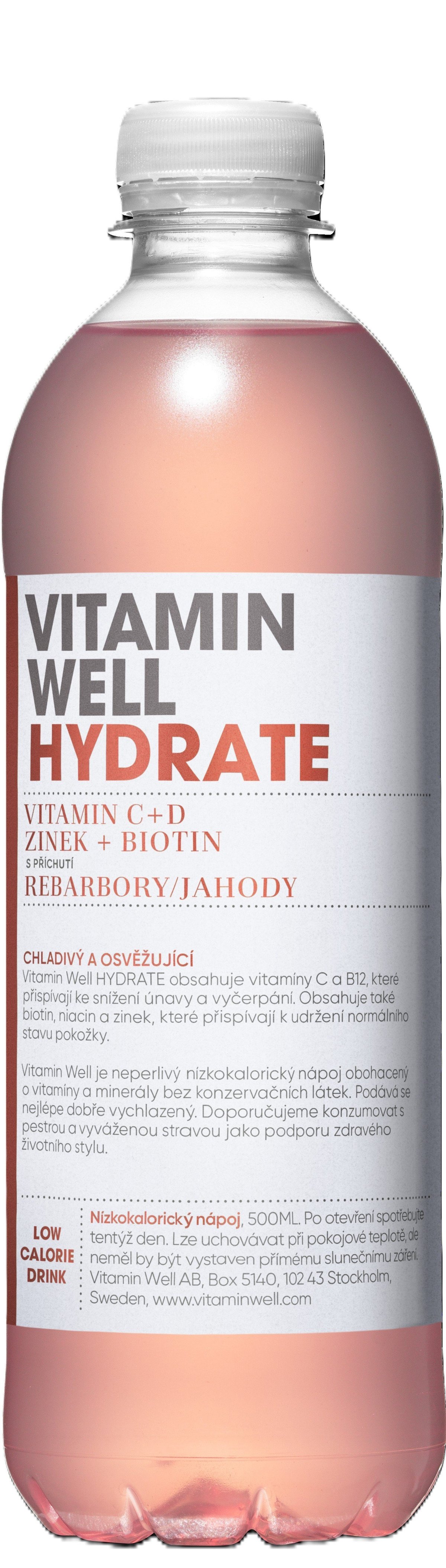 Vitamin Well Hydrate rebarbora/jahoda 500ml