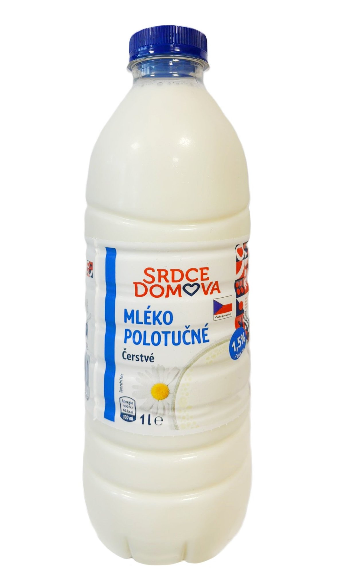 Srdce domova Mléko polotučné čerstvé 1,5% tuku 1l