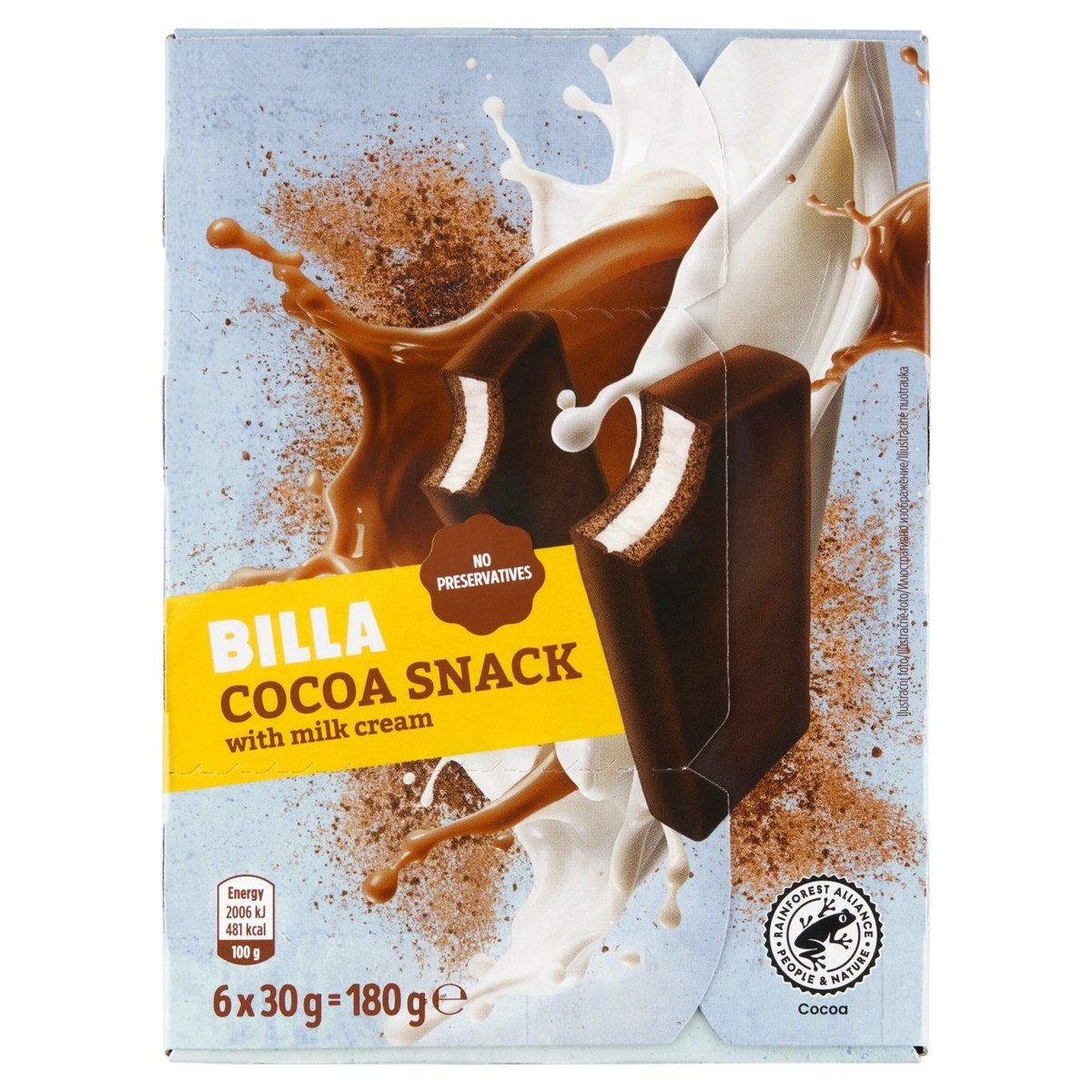 BILLA Cukrářský výrobek s mléčnou náplní a kakaovou polevou 6 x 30g (180g)