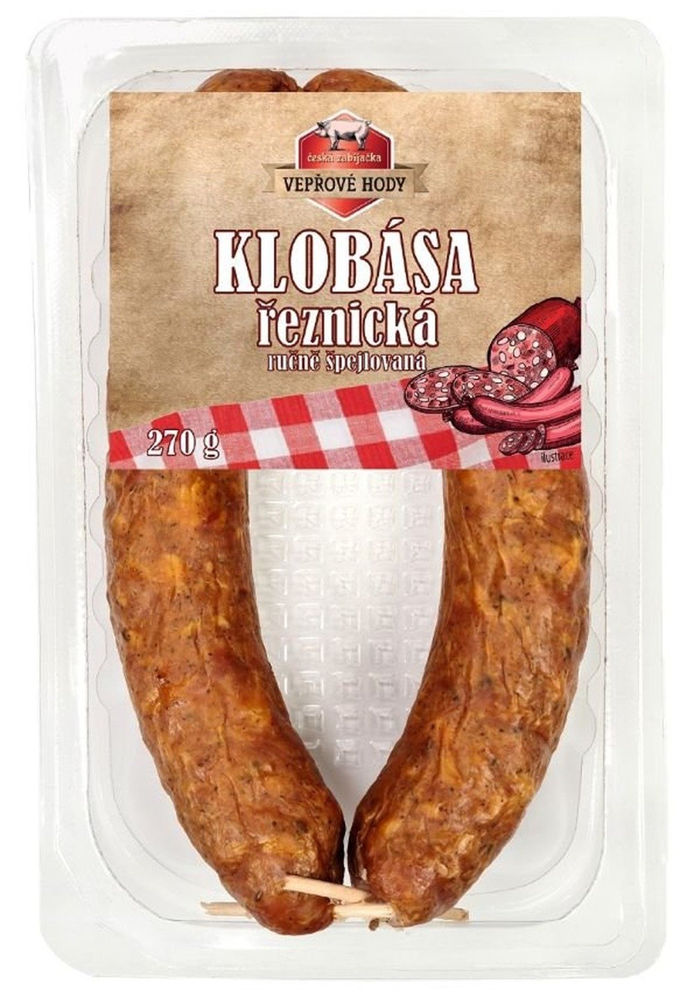 Řeznická klobása 270g špejlovaná