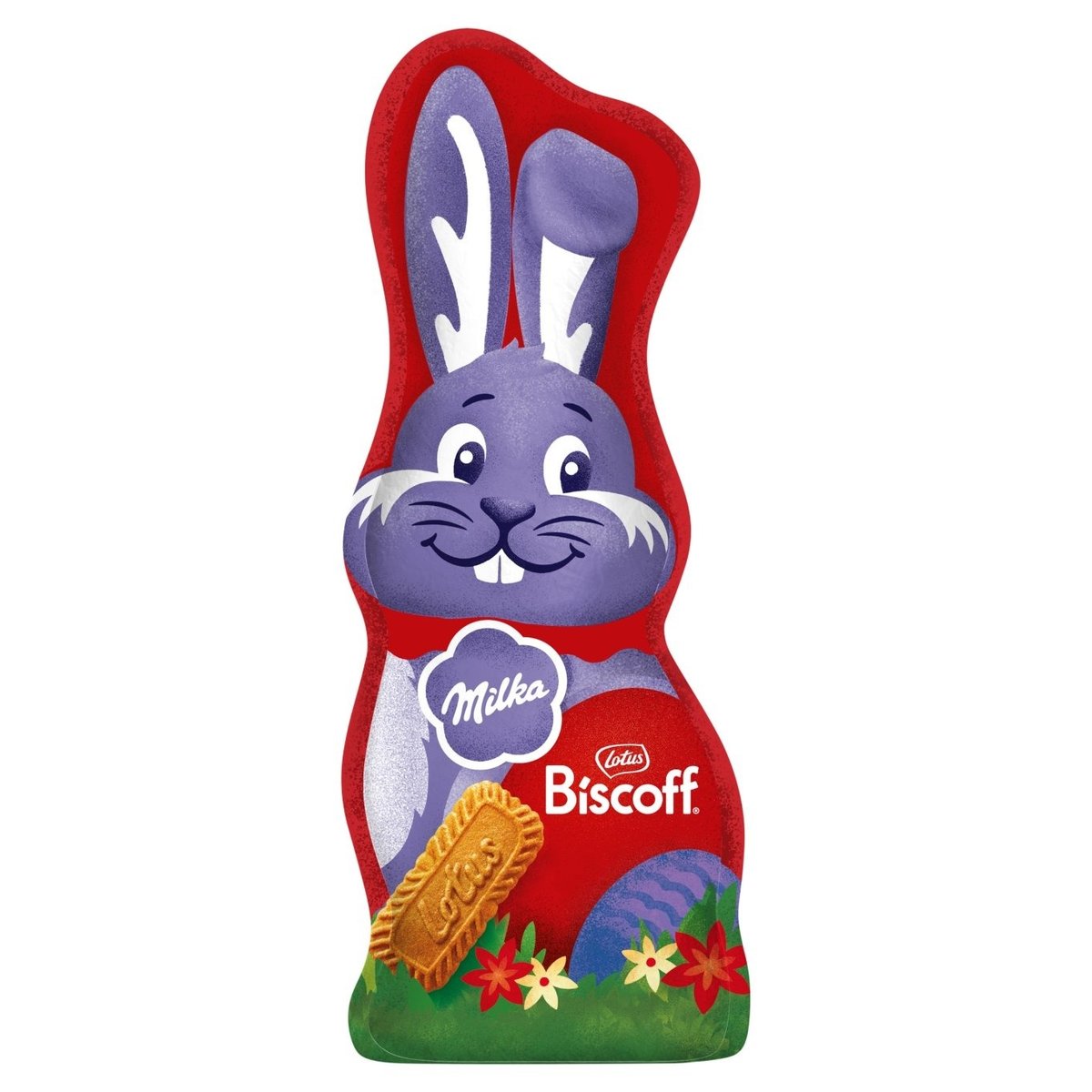 Milka zajíček mléčná čokoláda s kousky karamelizovaných sušenek Lotus Biscoff 95g