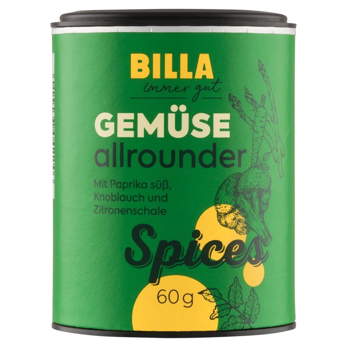 BILLA Univerzální kořenicí směs na zeleninu se sladkou paprikou, česnekem a citronovou kůrou 60g
