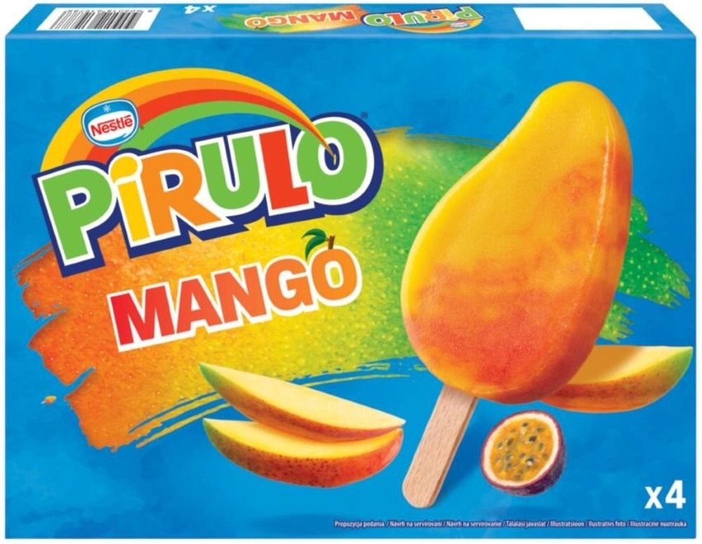 Nestlé Pirulo Mangový vodový mražený krém a vodový mražený krém z maracuje 4 ks 280ml