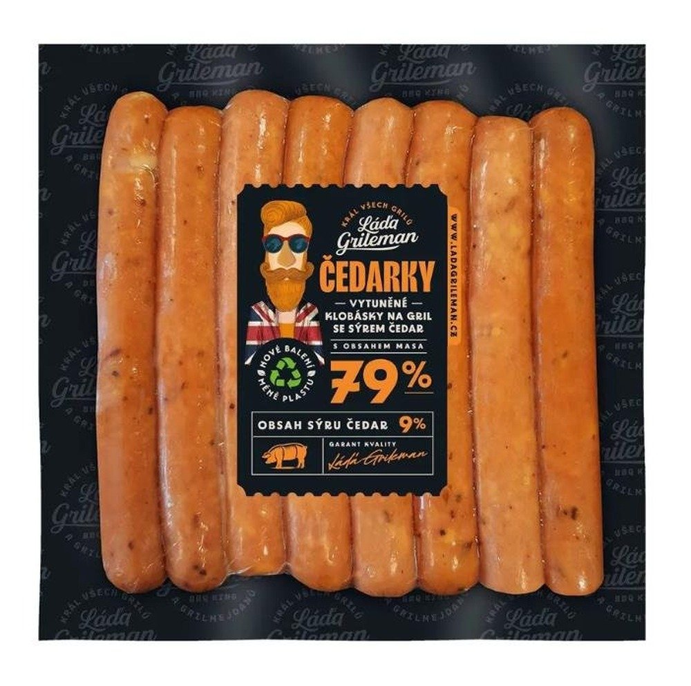 Láďa Grileman Čedarky - Klobásky na gril s čedarem 340g