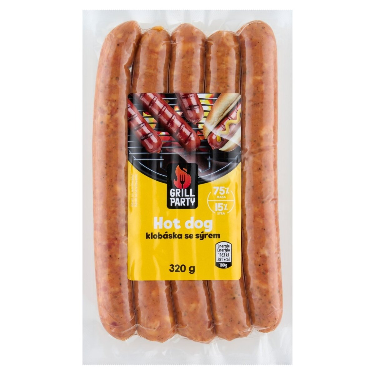 GRILL Party Hot dog klobáska se sýrem 320g