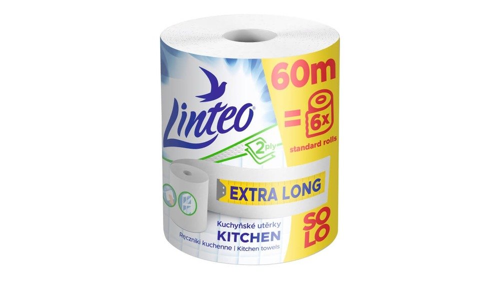 Linteo Kuchyňské utěrky extra long 2-vrstvé, 1 role 60m