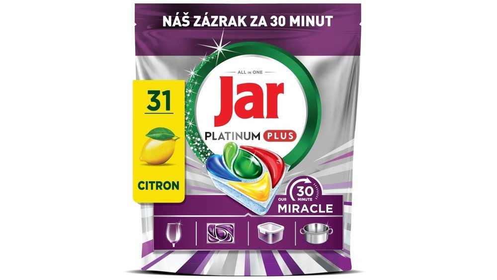Jar Our 30 Minute Miracle Platinum Plus Kapsle Do Myčky Nádobí, 31 X