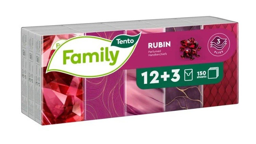Tento Family Rubin Kapesníky 3-vrstvé 15 x 10 ks