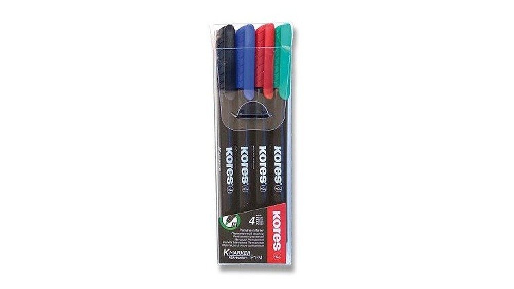 Kores K-Marker Permanentní popisovač tenký - 4 barvy