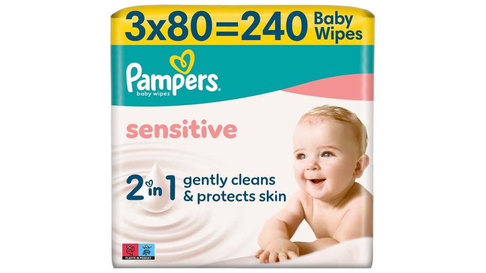 Pampers Sensitive Baby Dětské Čisticí Ubrousky 3 Balení 80 Ubrousků = 240 Čisticích Ubrousků
