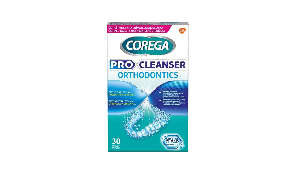 Corega Pro Cleanser Orthodontics Clean & Fresh čistící tablety 30 ks