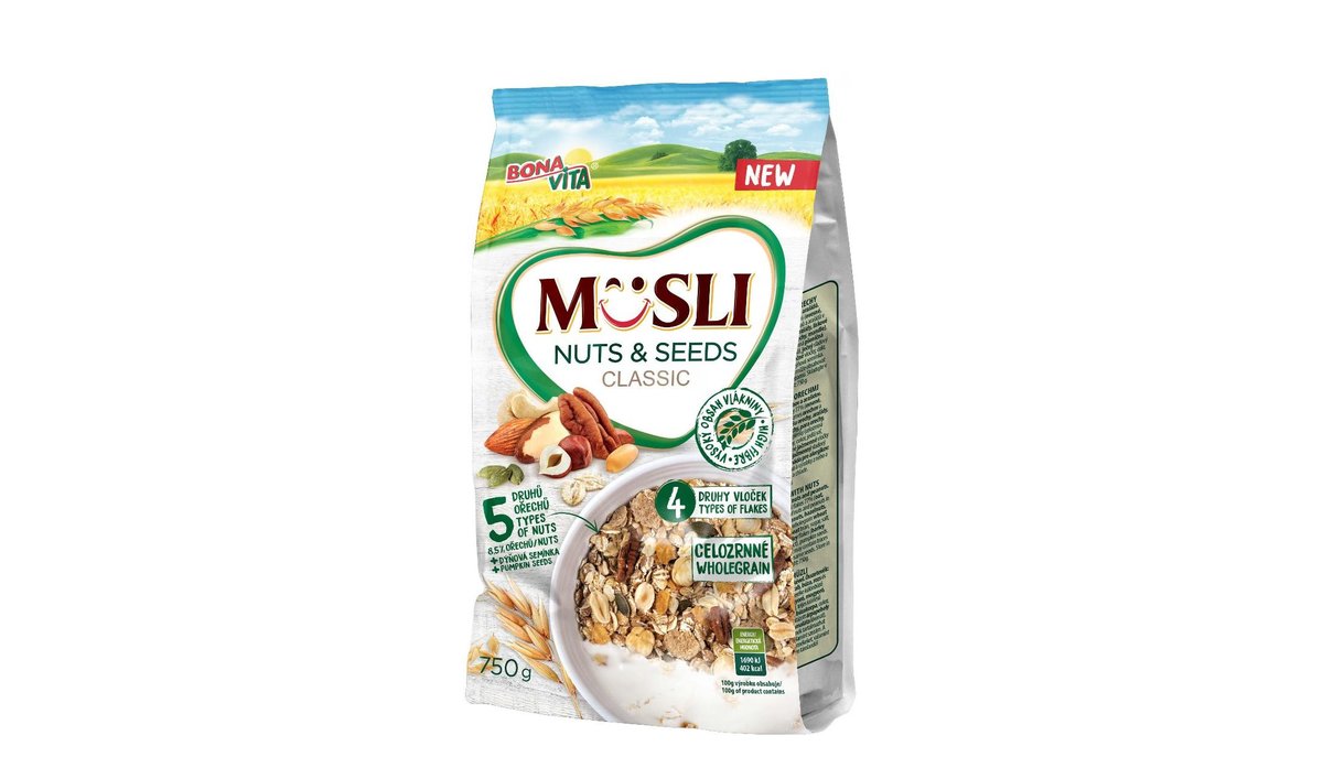 Bonavita Müsli sypané ořechy, semínka celozrnné 750g