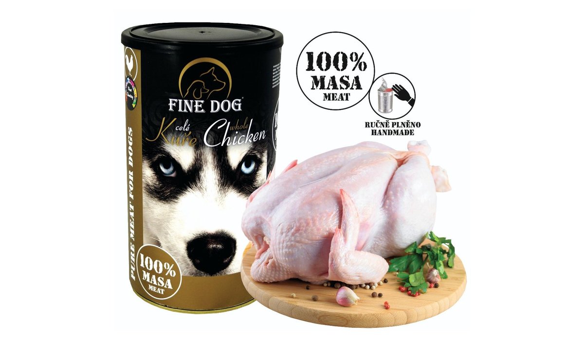 Fine Dog konzerva extra celé kuře 100% masa 1200 g