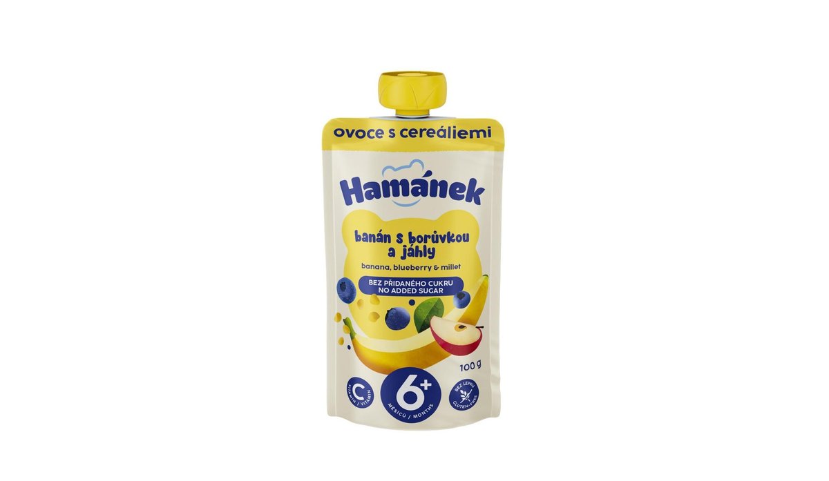 Hamánek Jablko s banánem, borůvkou & jáhly 100 g