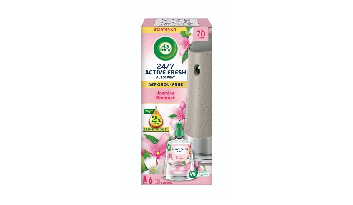 Air Wick Active Fresh automatický difuzér a náplň na vodní bázi Jasmínové květy 1 ks 228 ml