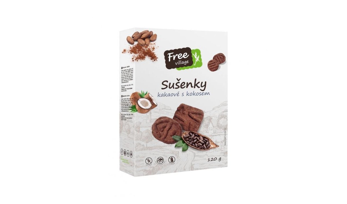 Free Village Sušenky kakaové s kokosem bez lepku 120 g