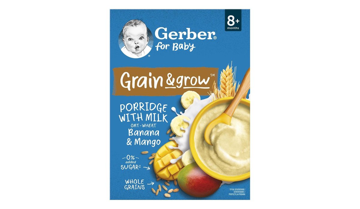 Gerber Mléčná kaše pšenično-ovesná, banán-mango 8m+ 200g