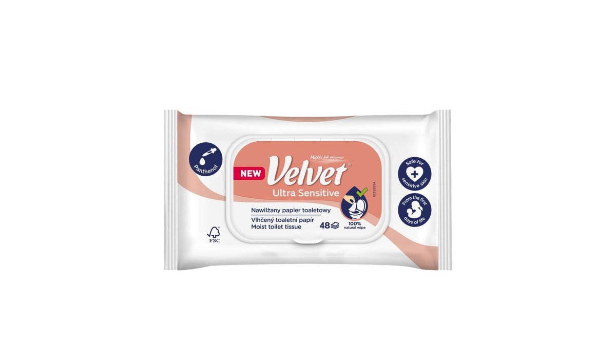 VELVET Vlhčený TP Ultra Sensitive 48 ks