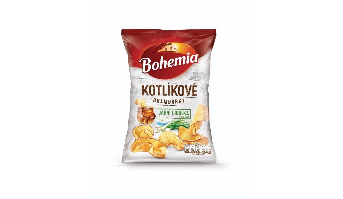 Bohemia Kotlíkové brambůrky jarní cibulka a smetana 100g