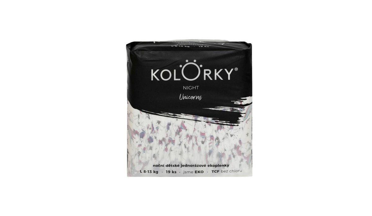 KOLORKY NIGHT Jednorožci vel. L (8-13 kg) noční jednorázové eko plenky 19ks