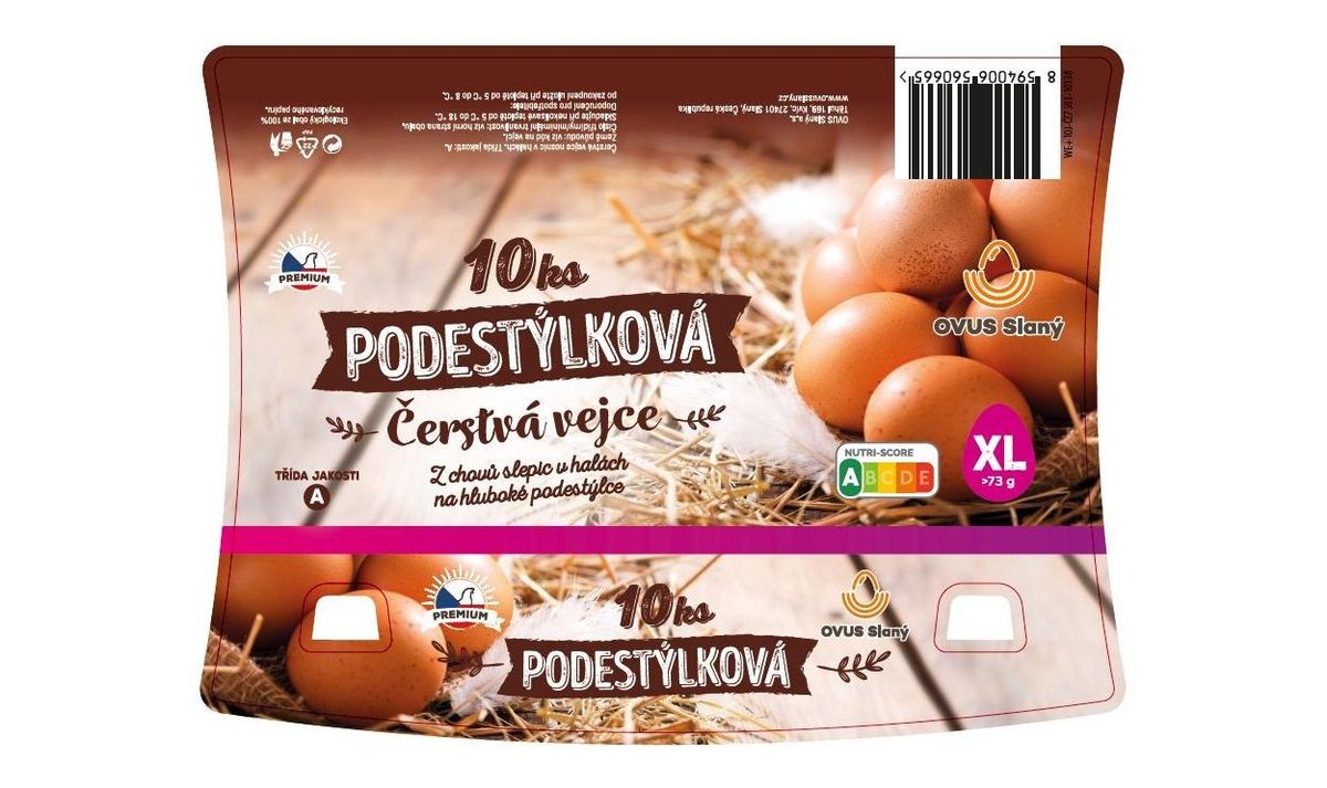 Čerstvá podestýlková vejce XL 10 ks