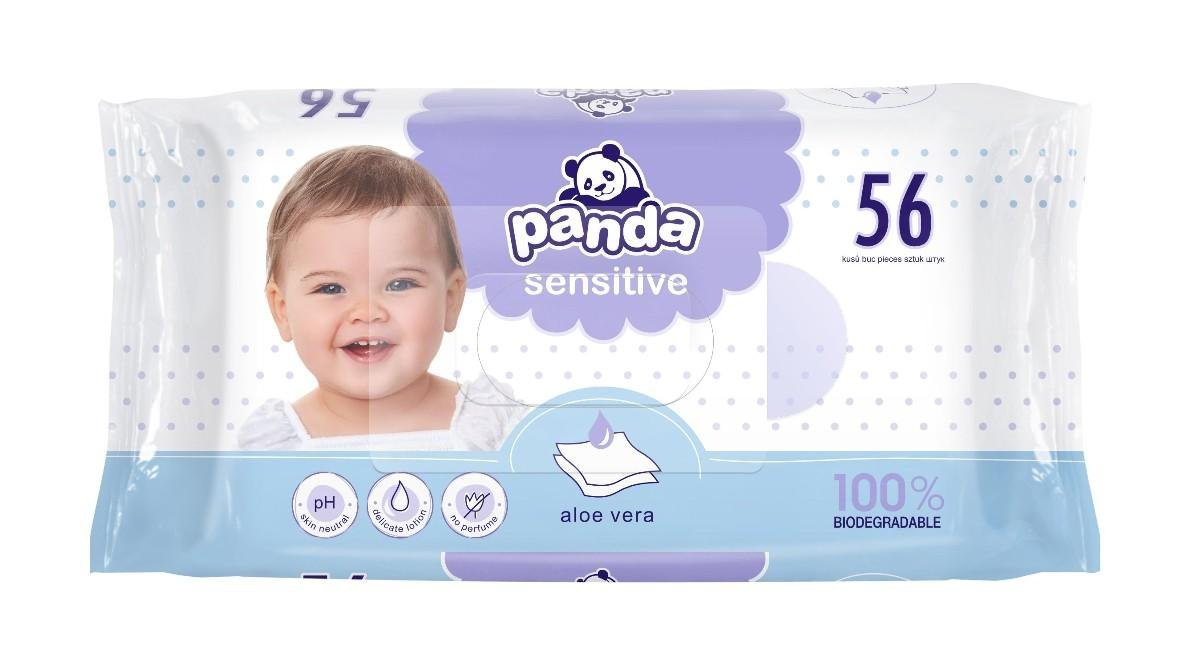 Влажные салфетки Panda Baby для чувствительной кожи, 56 шт.