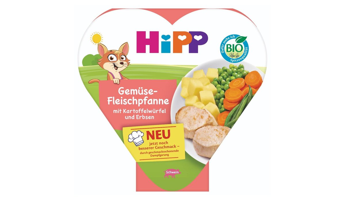 HiPP BIO Zeleninovo-masová směs s nakrájenými brambory a hráškem 250 g