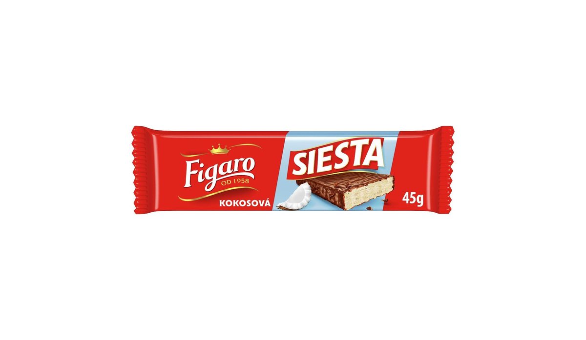Figaro Siesta Oplatka s kokosovou náplní, mléčná čokoláda 45g