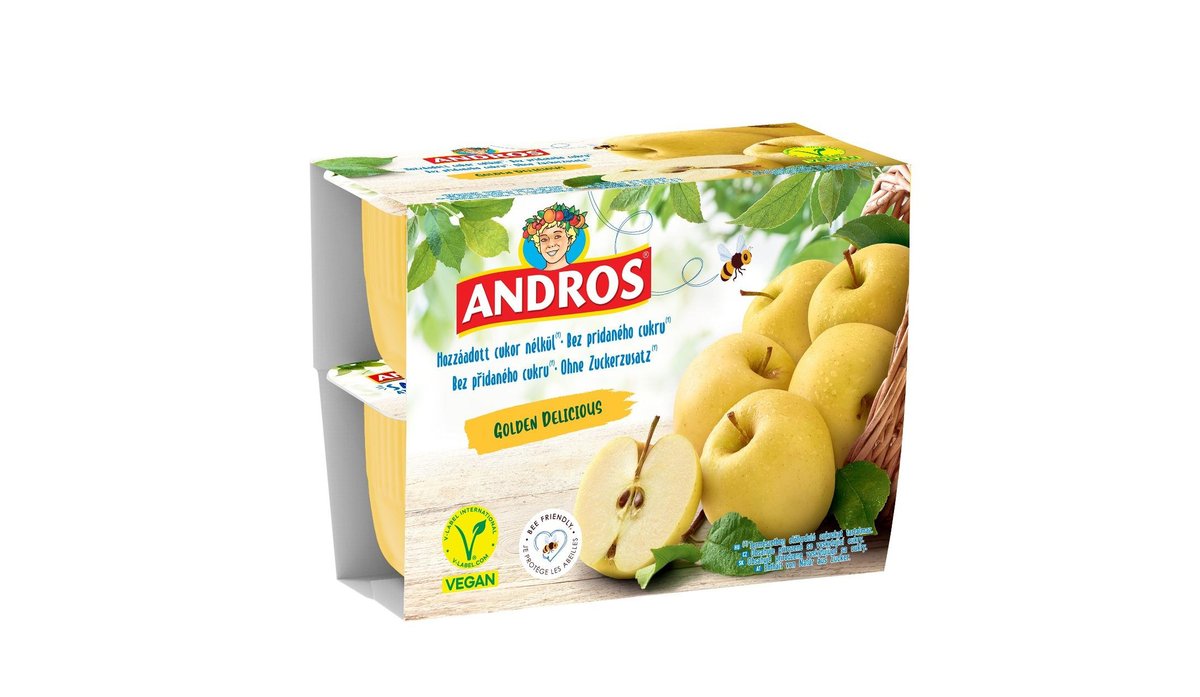 Andros Jablečné pyré z Golden Delicious bez přidaného cukru 4×100 g