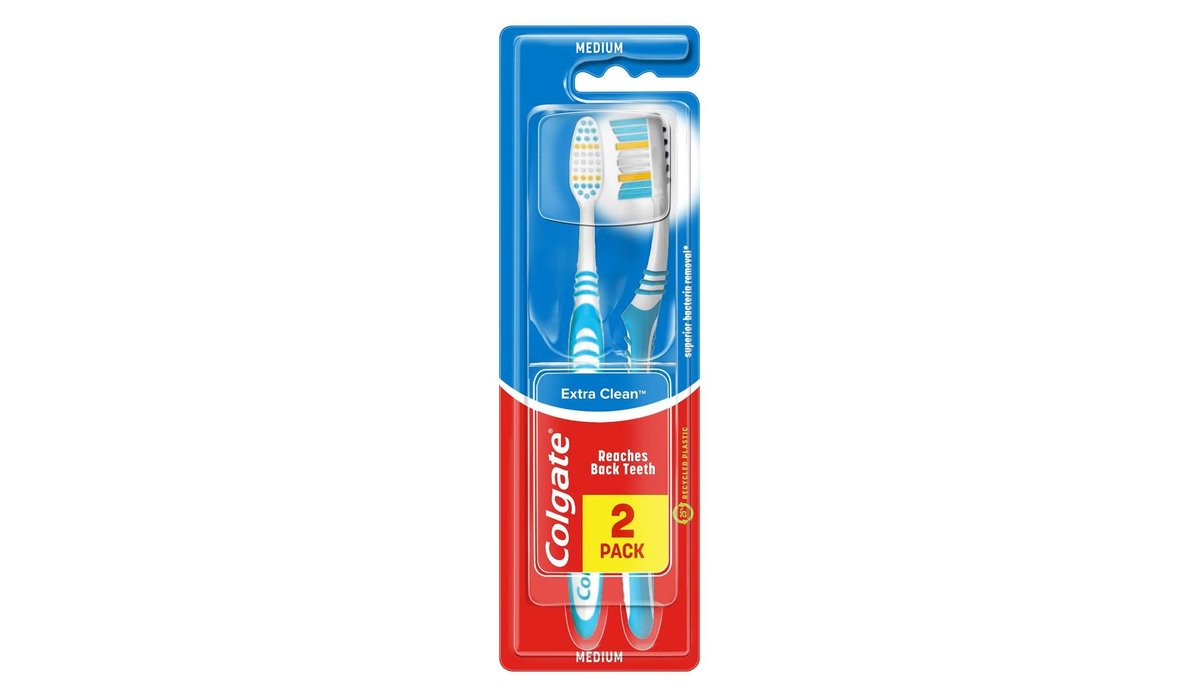 Colgate Extra Clean Zubní kartáček střední 1+1