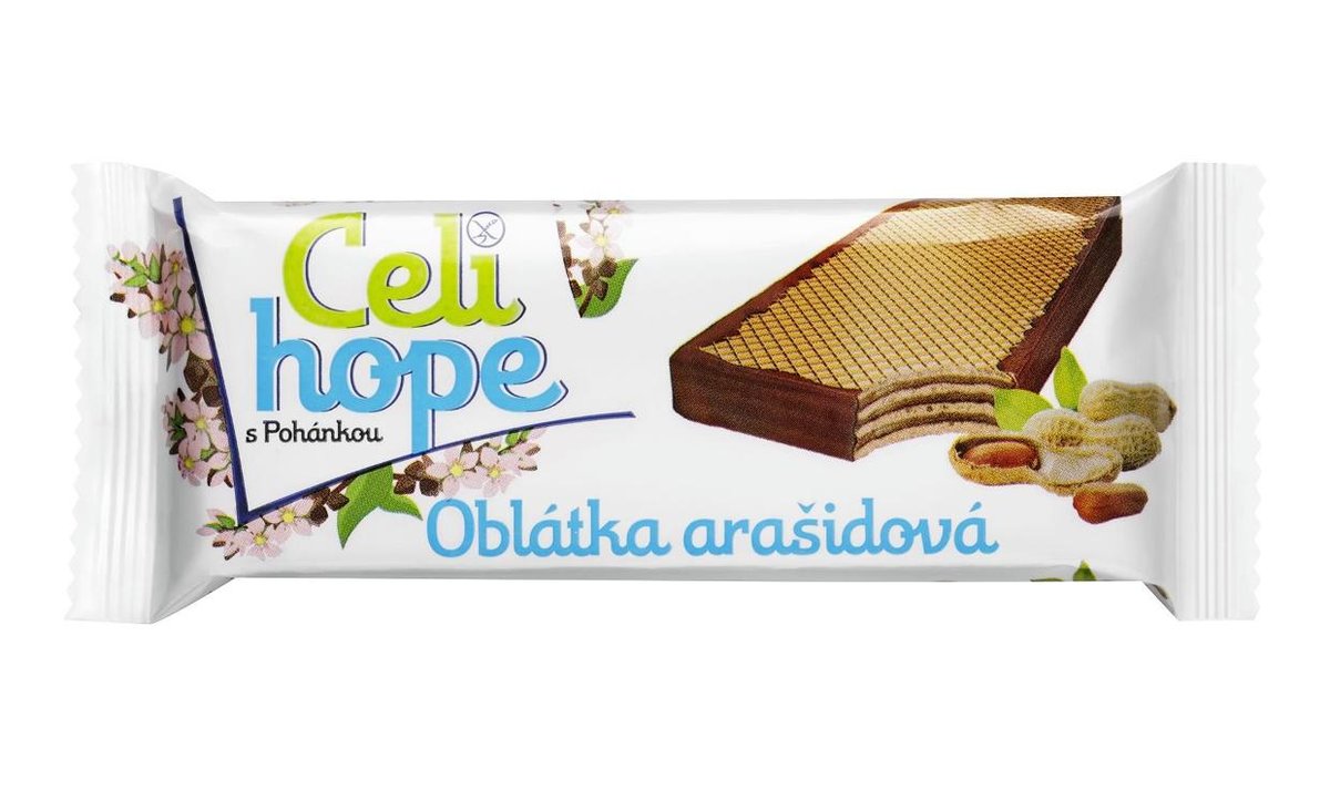 Celihope Oplatka s arašídovou krémovou náplní bočně máčená kakaovou polevou 35 g