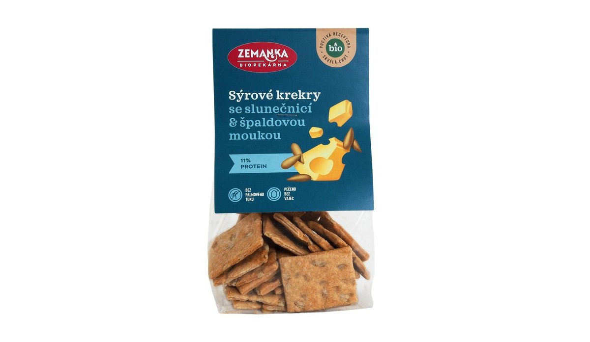 Biopekárna Zemanka Bio krekry se sýrem a slunečnicí  100 g