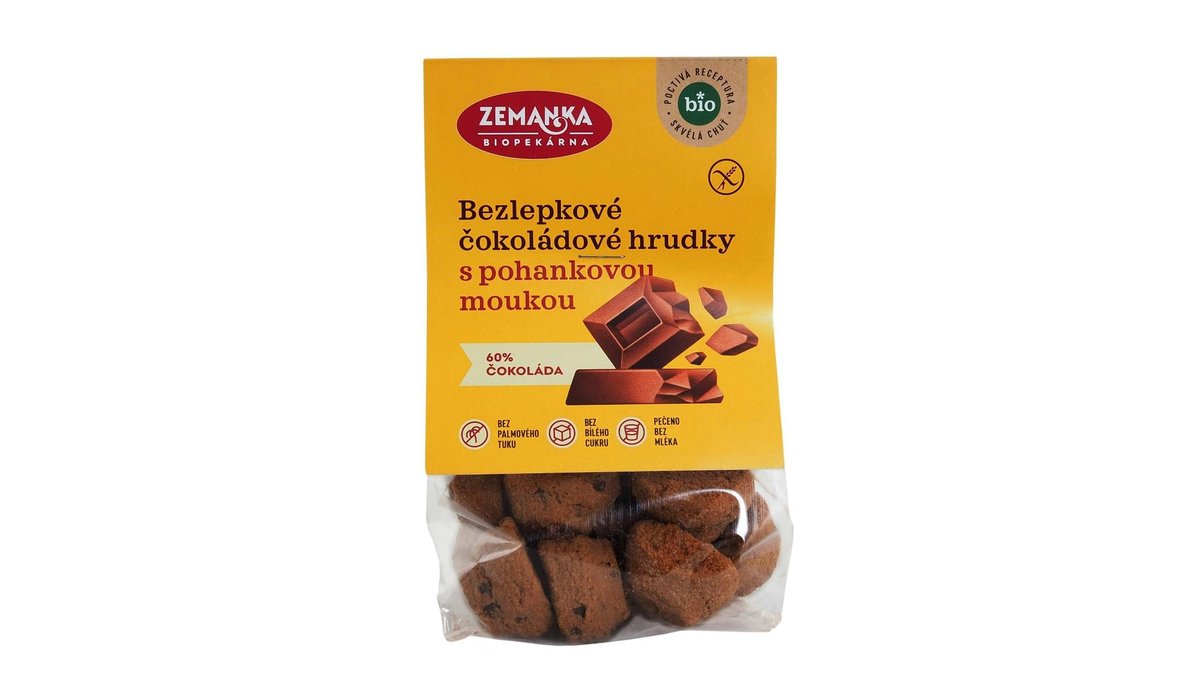 Biopekárna Zemanka Bezlepkové pohankové bio hrudky s čokoládou 100 g