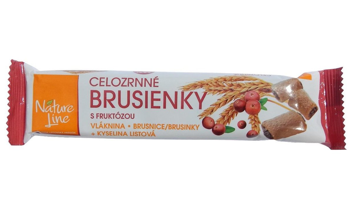 Nature line Celozrnné sušenky plněné s brusinkovou náplní 65 g