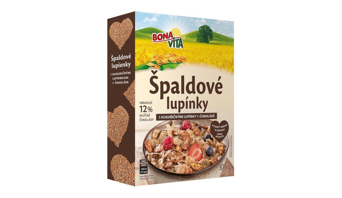 Bona Vita Špaldové lupínky s kukuřičnými lupínky v čokoládě 375 g