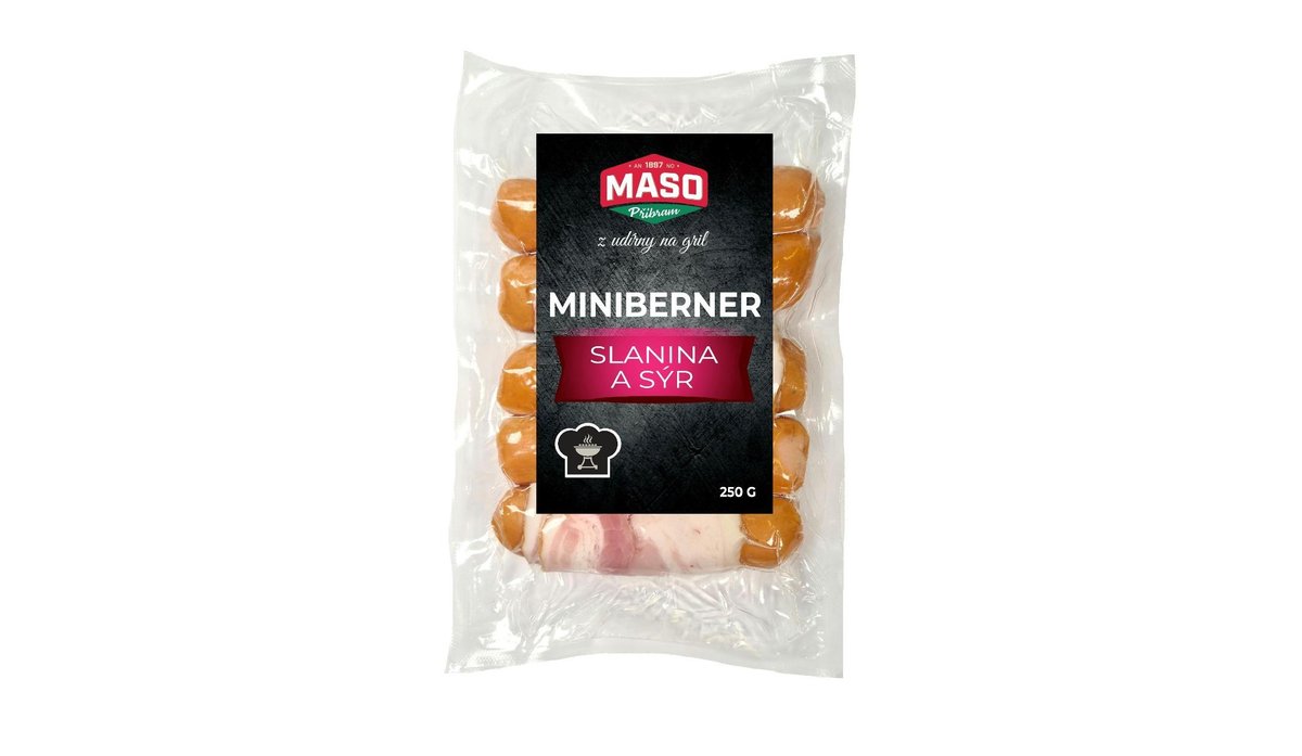 Uzeniny Příbram Mini Berner se sýrem a slaninou 250g