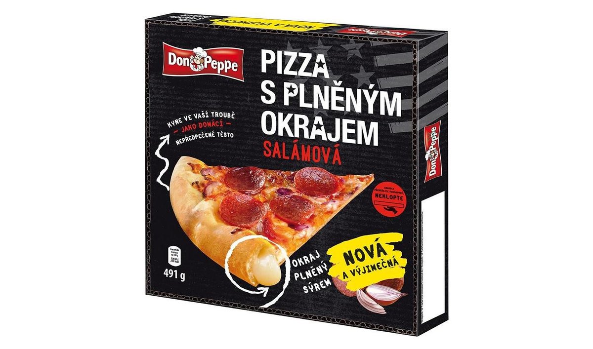 Don Peppe Pizza s plněným okrajem Salámová mražená 491 g