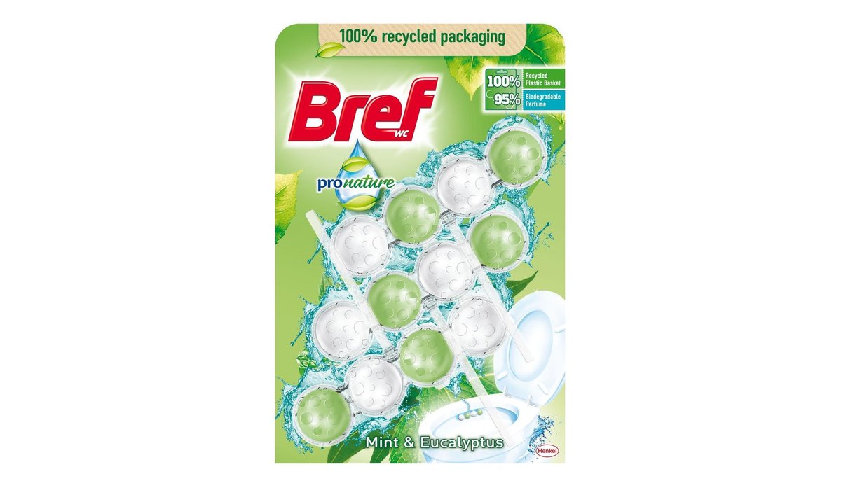 Bref Power Aktiv ProNature Mint Eucalyptus Tuhý WC blok 3x50 g