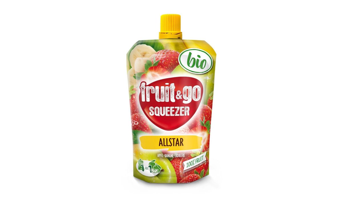 BIO fruit & go Allstar jablko-banán-jahoda 100g